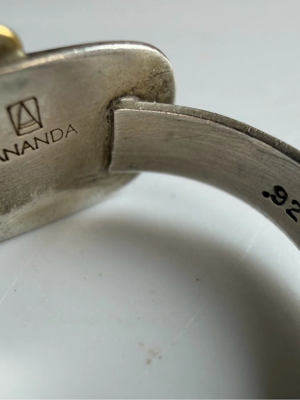 Ananda Khalsa Sundance Aquamarine Ring Silver 22k Gold Size 8.5 - Picture 9 of 13